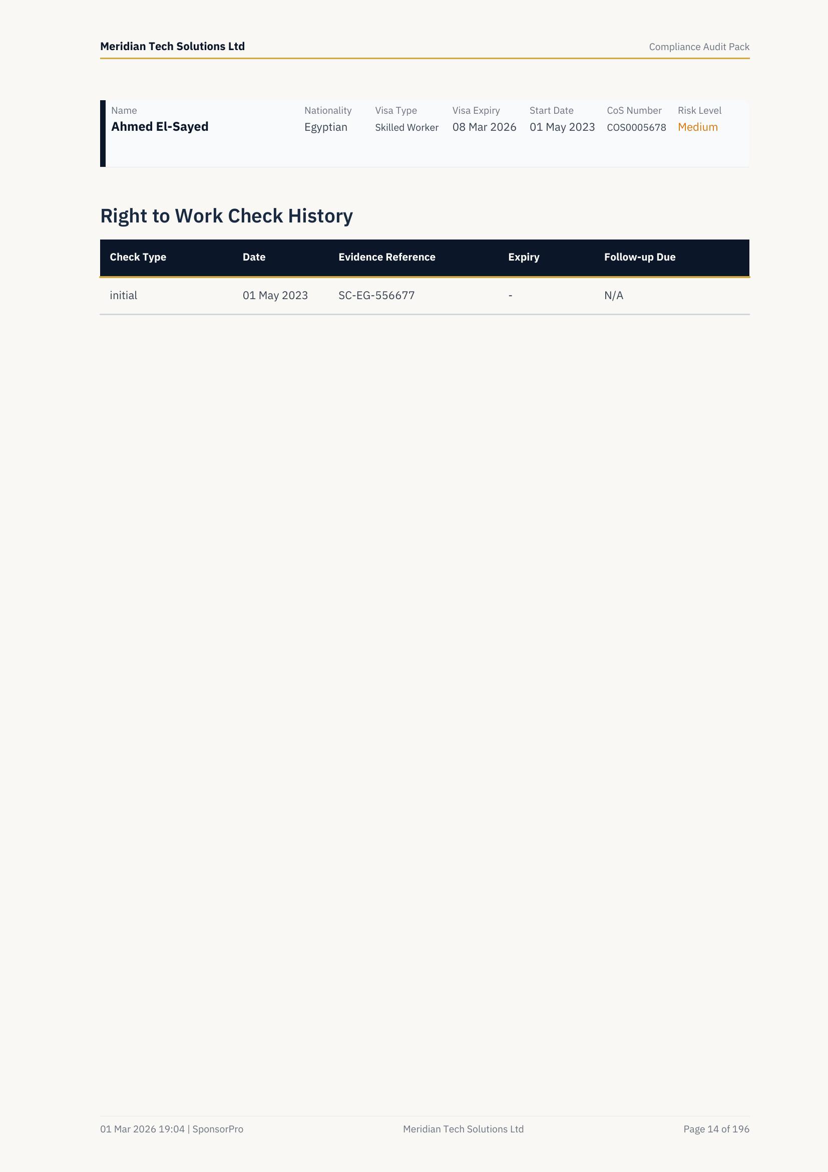 Worker: Ahmed El-Sayed — RTW Check