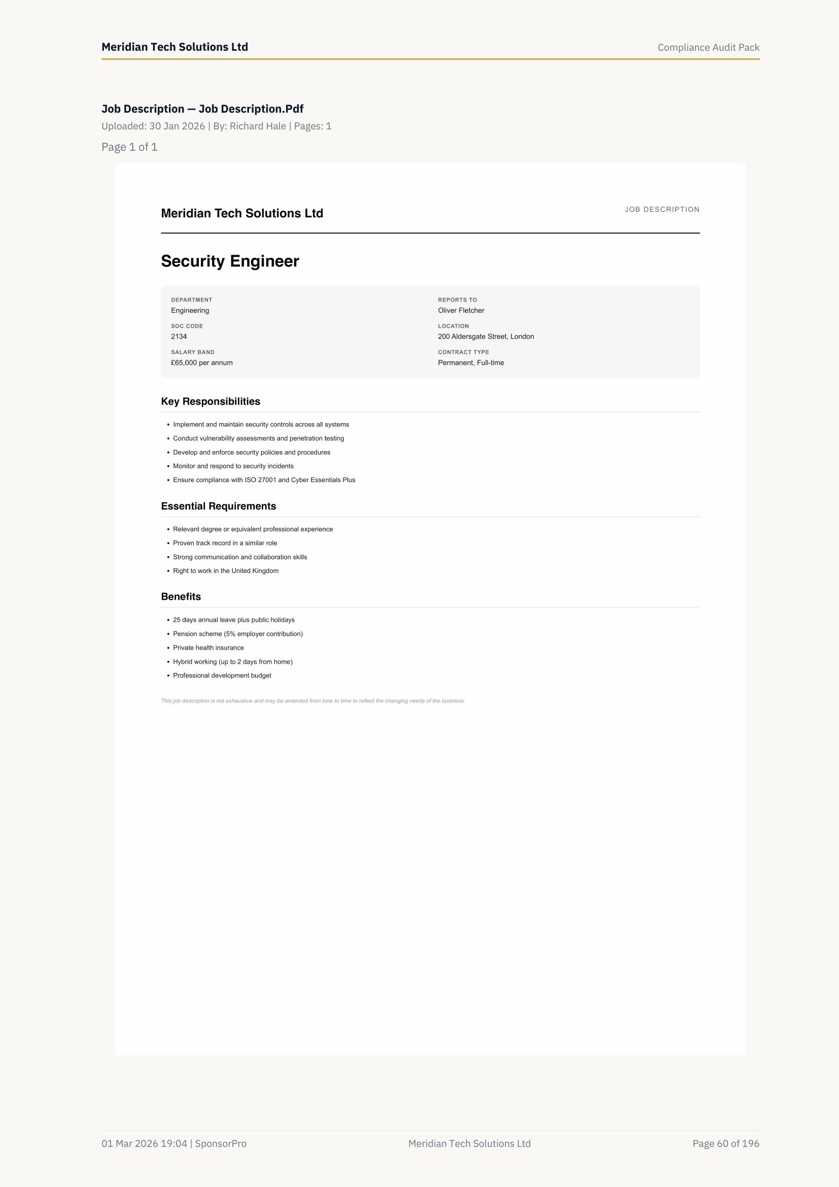 Worker: Ahmed El-Sayed — Job Description