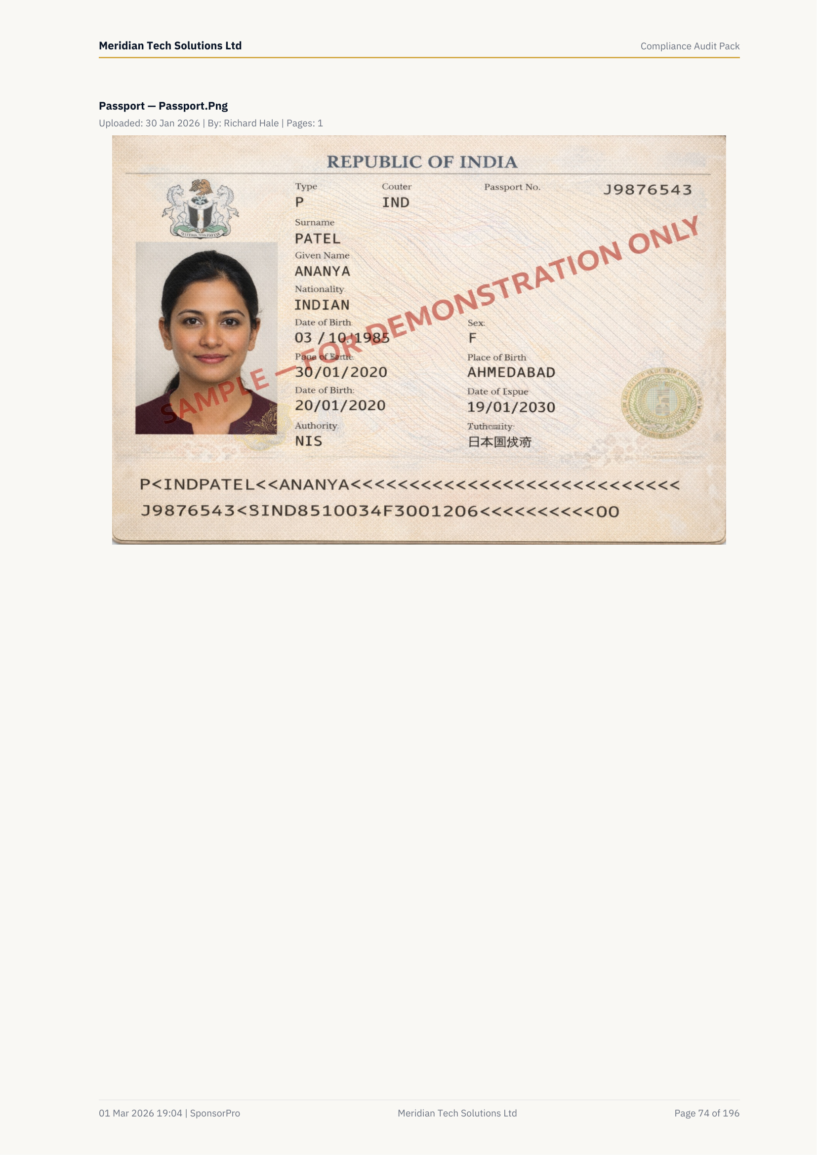 Worker: Ananya Patel — Passport